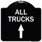 Signmission Driveway All Trucks Move Ahead W/ Up Arrow Heavy-Gauge Aluminum Sign, 18" x 18", BW-1818-24131 A-DES-BW-1818-24131 - alternate 1